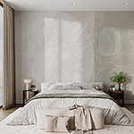 Wall murals White flower drawing on a grey background