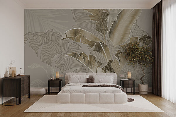 Elegant leaves in soft tones Wall murals Elegant leaves in soft tones