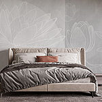 Wall murals White flower drawing on a grey background