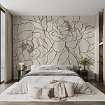 Wall murals Drawing of flowers on a white surface