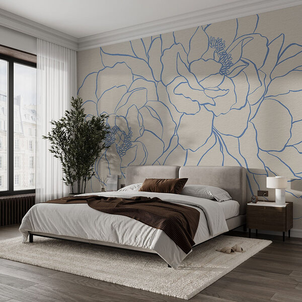 Wall murals Drawing of flowers on a white surface