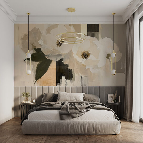 Wall murals Painting of white flowers