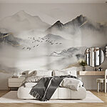 Wall murals Birds flying in the clouds