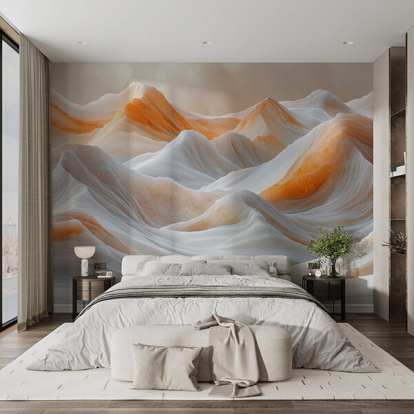 Wall murals Snow covered mountains with a cloudy sky