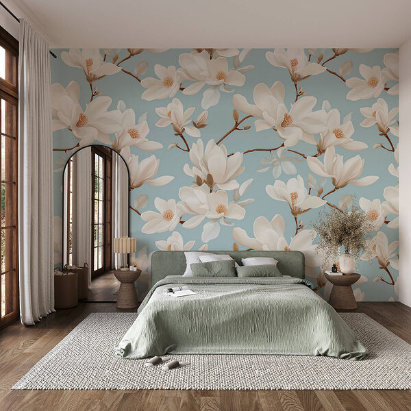 Pattern of white flowers Wall murals Pattern of white flowers
