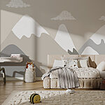 Wall murals Mountain range with clouds