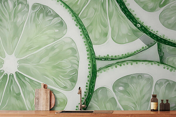 Fresh lime slices stacked together Wall murals Fresh lime slices stacked together