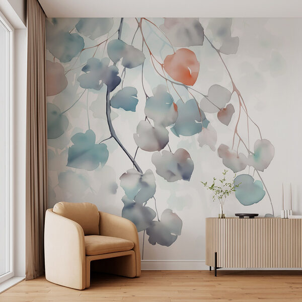Wall murals Delicate leaves in soft hues