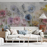 Wall murals Group of flowers on a white background
