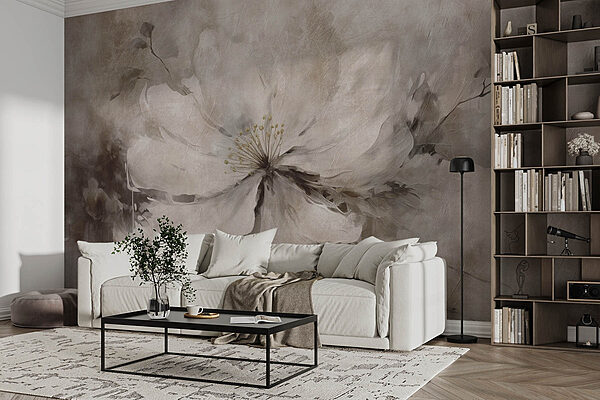 Painting of a white flower Wall murals Painting of a white flower