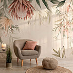 Wall murals Floral border with leaves and flowers