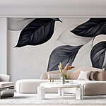 Wall murals Delicate leaves in monochrome hues