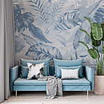 Wall murals Delicate blue foliage pattern design