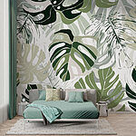 Wall murals Pattern of leaves on a white background