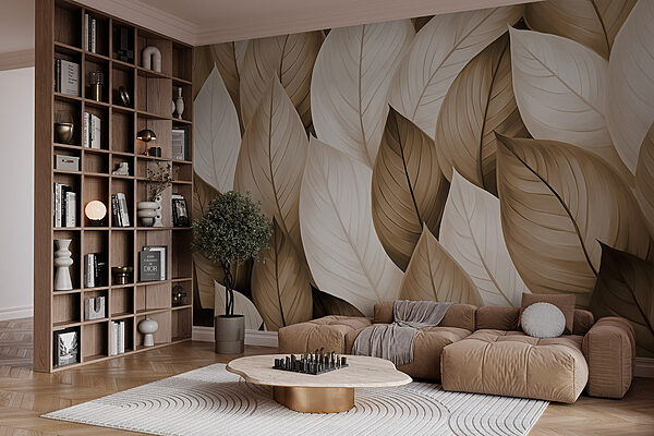 Group of brown and white leaves Wall murals Group of brown and white leaves