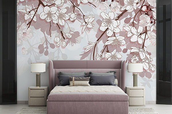 Delicate blossoms in soft hues Wall murals Delicate blossoms in soft hues