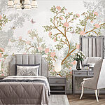 Wall murals Painting of a tree with flowers and butterflies