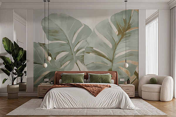 Painting of leaves on a wall Wall murals Painting of leaves on a wall