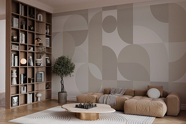 Wall murals Wall murals Grey and white geometric pattern (SKU: w03058)