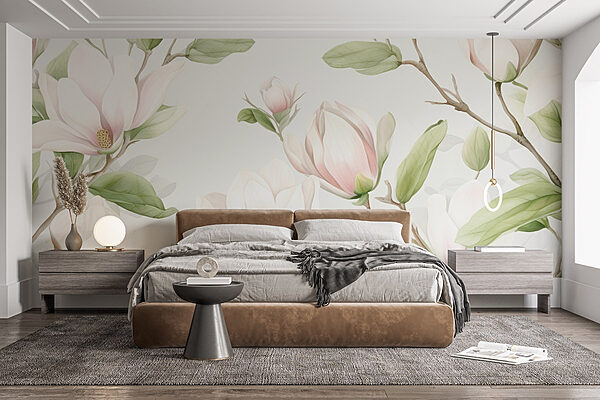 Delicate magnolias in soft hues Wall murals Delicate magnolias in soft hues