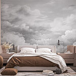 Wall murals Greyscale shot of clouds