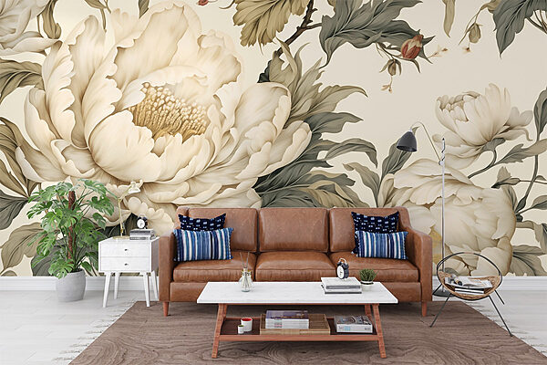 Elegant blooms in soft tones Wall murals Elegant blooms in soft tones