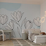 Wall murals Line drawing of flowers