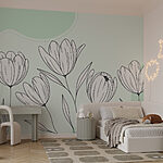 Wall murals Line drawing of flowers