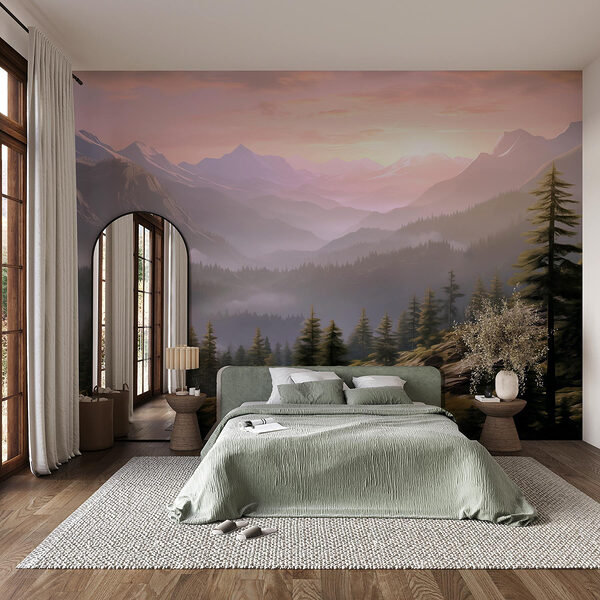 Landscape of mountains and trees Wall murals Landscape of mountains and trees
