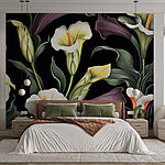 Wall murals Vibrant floral designs on dark background