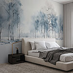 Wall murals Group of trees in a snowy field