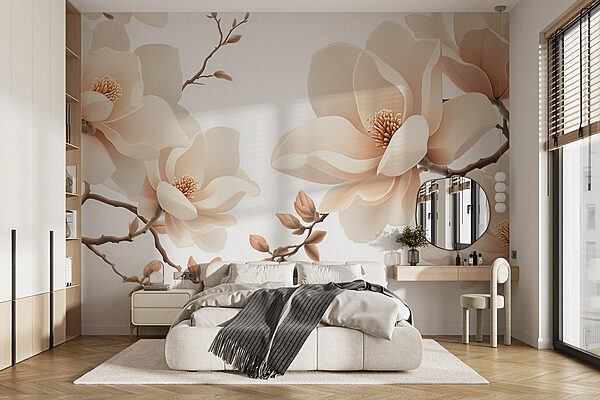 Delicate blossoms in soft hues Wall murals Delicate blossoms in soft hues