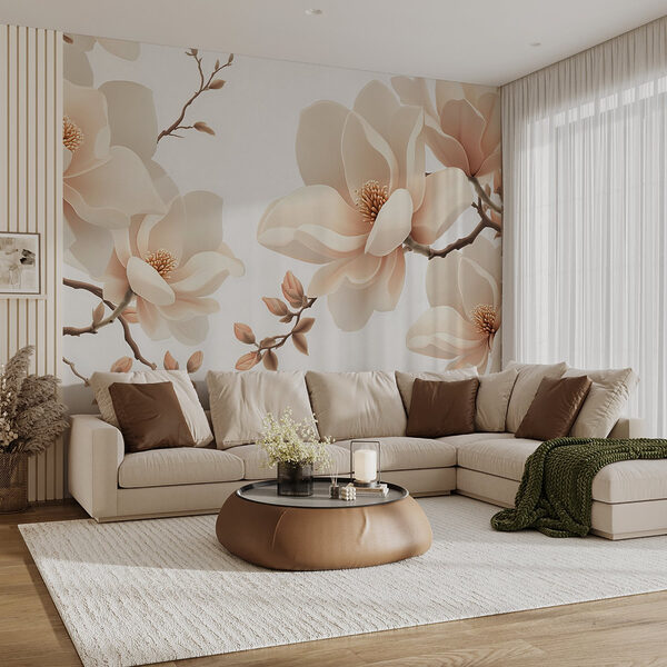 Wall mural Delicate blossoms in soft hues