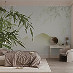 Wall murals Calming bamboo and mountain landscape