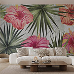 Wall murals Vibrant tropical flowers burst with color.