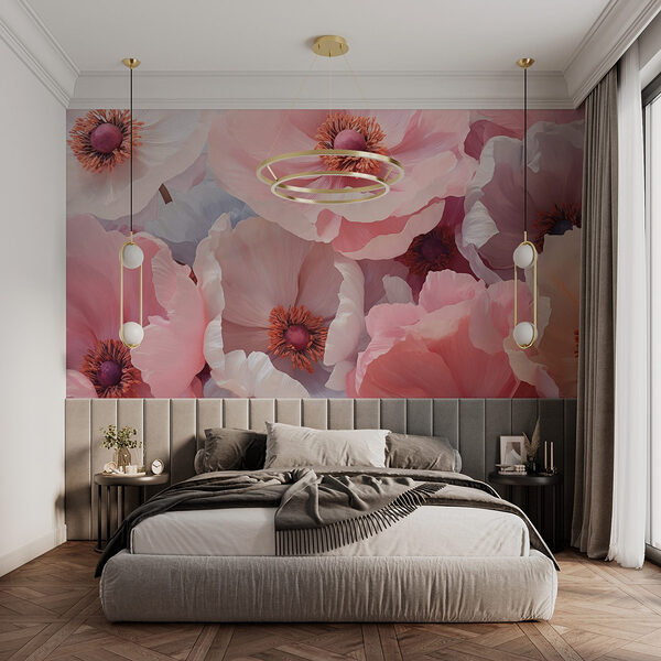 Group of pink and white flowers Wall murals Group of pink and white flowers