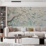 Wall murals White tree with leaves on it