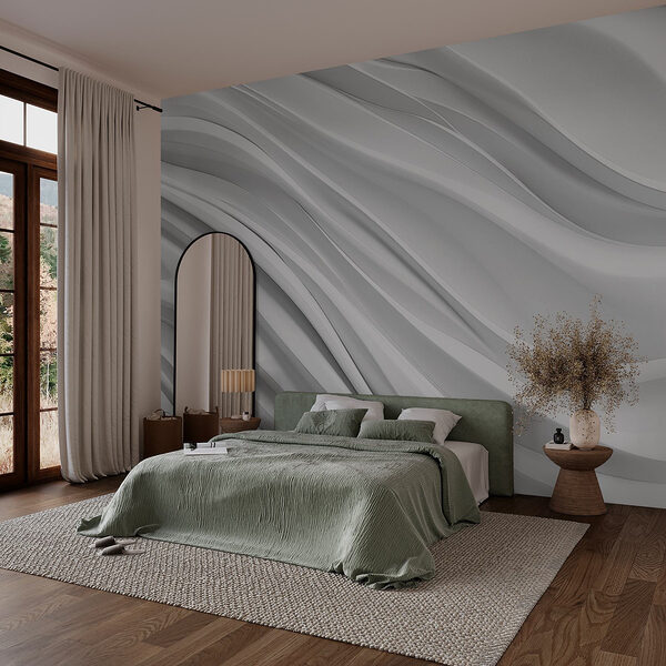 White background with wavy lines Wall murals White background with wavy lines