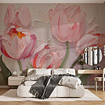 Wall murals Painting of pink flowers