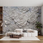 Wall murals Group of white paper flowers