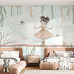 Wall murals Cartoon of a girl on a branch