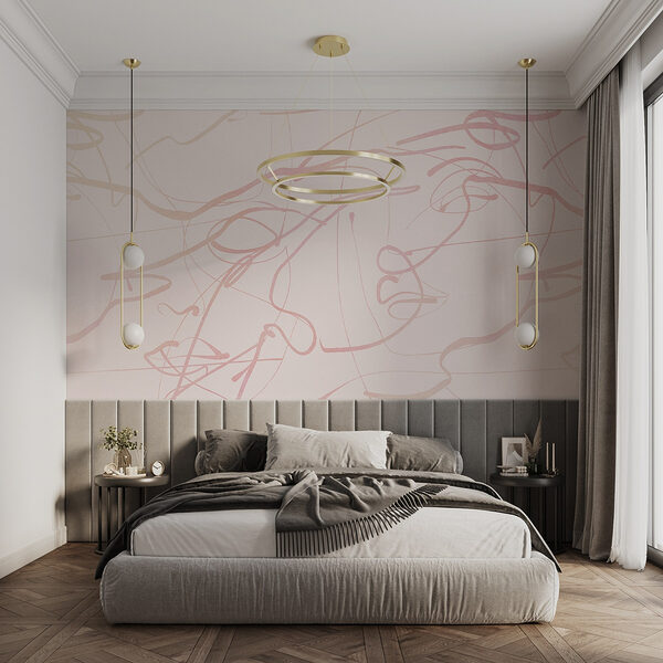 Pink lines on a white background Wall murals Pink lines on a white background
