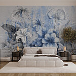 Wall murals Serene floral composition in blue tones