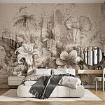 Wall murals Delicate floral sketch design artwork
