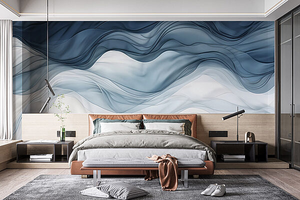 Blue and white fabric Wall murals Blue and white fabric