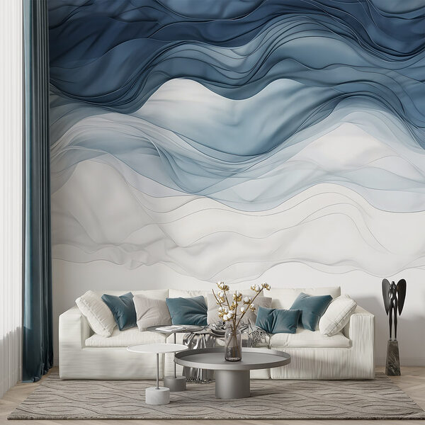 Wall mural Blue and white fabric
