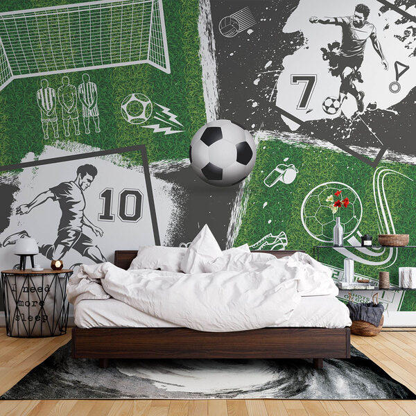 Wall mural Soccer frenzy on the field