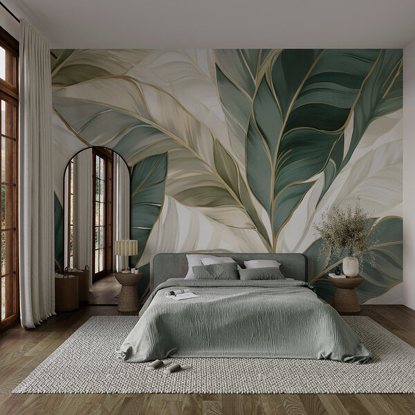 Elegant leaves in soft hues Wall murals Elegant leaves in soft hues
