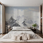 Wall murals Snowy mountain range with clouds