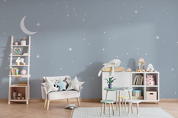 Moon and stars in the sky Wall murals Moon and stars in the sky